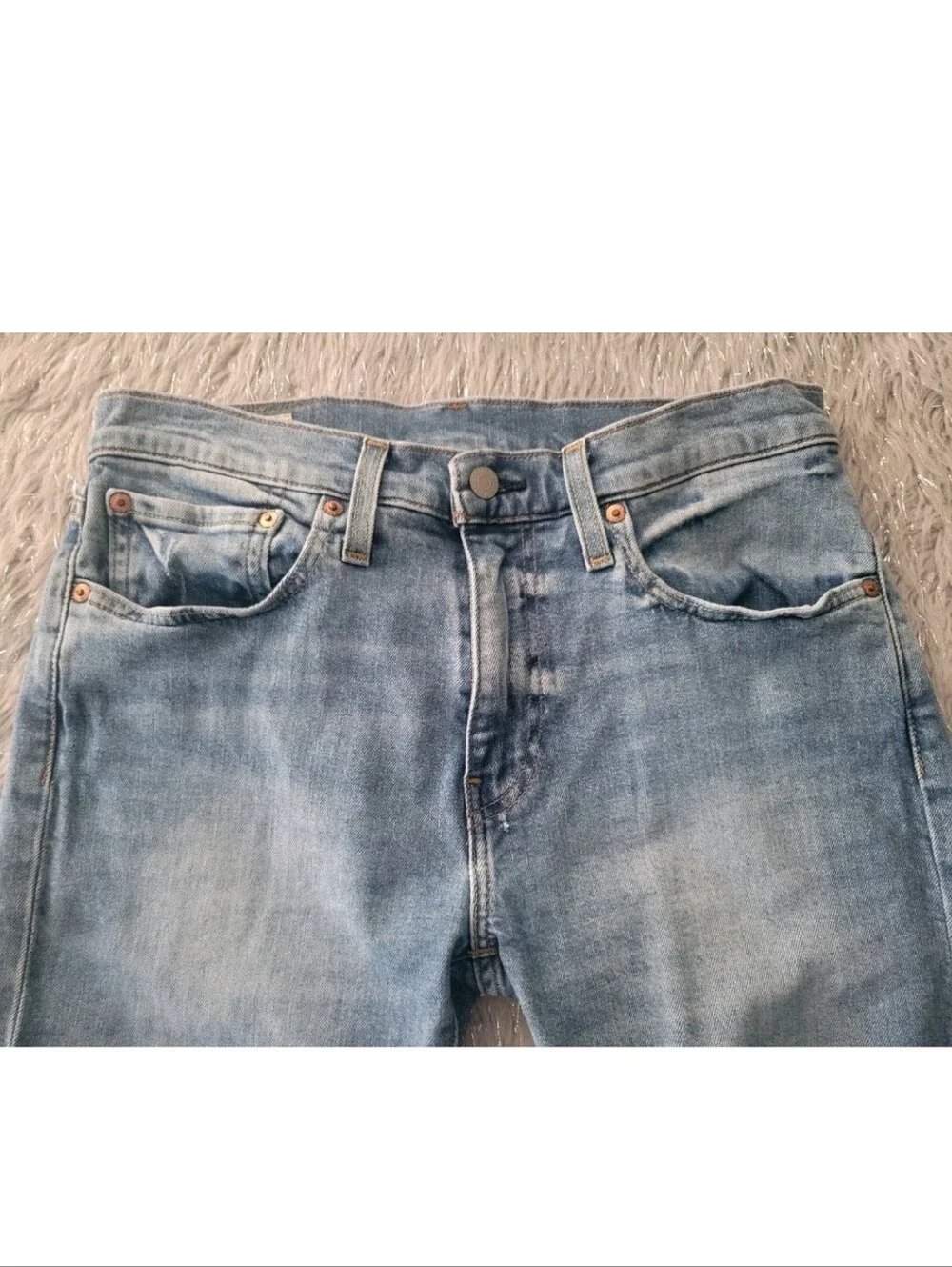 Levis Premium Denim 502 Tapered Jeans Medium Wash 31x32 Big E Low Rise Mens New